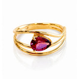 Yellow Gold Rhodolite Garnet Open Wrap Ring