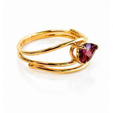 Yellow Gold Rhodolite Garnet Open Wrap Ring