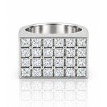 White gold ring with diamond stones on a white background