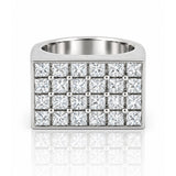 White gold ring with diamond stones on a white background