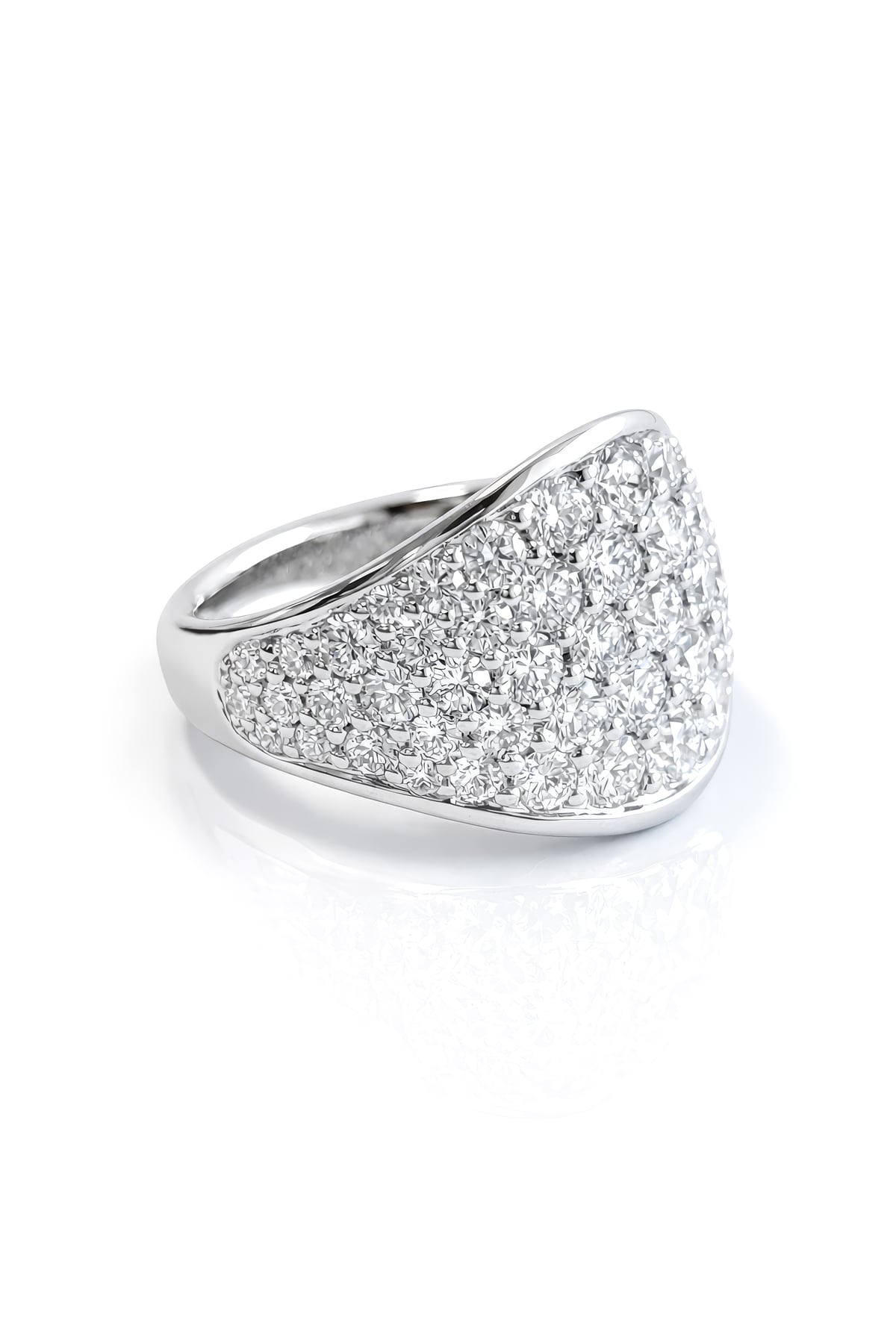 Pavé Diamond Tapered Dress Ring in 18ct White Gold on a white background