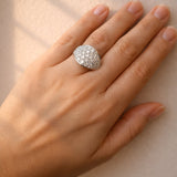 Pavé Diamond Tapered Dress Ring in 18ct White Gold on a lady's finger