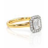 0.80 Carat Emerald Cut Diamond Halo Engagement Ring