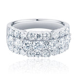 Stunning Three-Row Diamond Ring set in 18ct White Gold