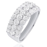 Stunning Three-Row Diamond Ring set in 18ct White Gold