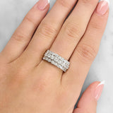 Stunning Three-Row Diamond Ring set in 18ct White Gold