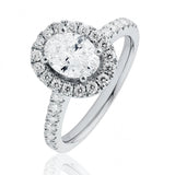 0.70ct Oval Diamond Halo Ring in 18ct White Gold