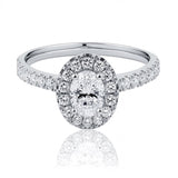 0.70ct Oval Diamond Halo Ring in 18ct White Gold