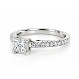 Princess Cut Diamond Engagement Ring with Diamond Shoulders in 18ct White Gold