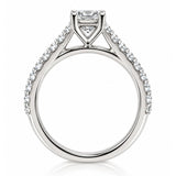 Princess Cut Diamond Engagement Ring with Diamond Shoulders in 18ct White Gold