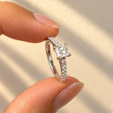 Princess Cut Diamond Engagement Ring with Diamond Shoulders in 18ct White Gold