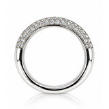 Round Brilliant Cut Diamond Three Row Dress Ring in White and Rose Gold