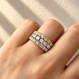 18ct Yellow & White Gold 2.47ct Three Row Diamond Ring