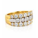 18ct Yellow & White Gold 2.47ct Three Row Diamond Ring
