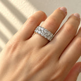 Round Brilliant Cut Diamond Three Row Dress Ring in Yellow & White Gold