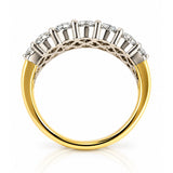 Round Brilliant Cut Diamond Three Row Dress Ring in Yellow & White Gold