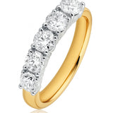 5-Stone Diamond Ring in 18ct Yellow & White Gold
