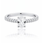Oval Diamond Ring with Diamond Set Band in 18ct White Gold at LeGassick.