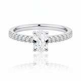 Oval Diamond Ring with Diamond Set Band in 18ct White Gold at LeGassick.