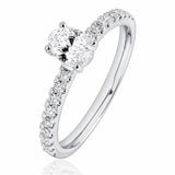 Oval Diamond Ring with Diamond Set Band in 18ct White Gold at LeGassick.