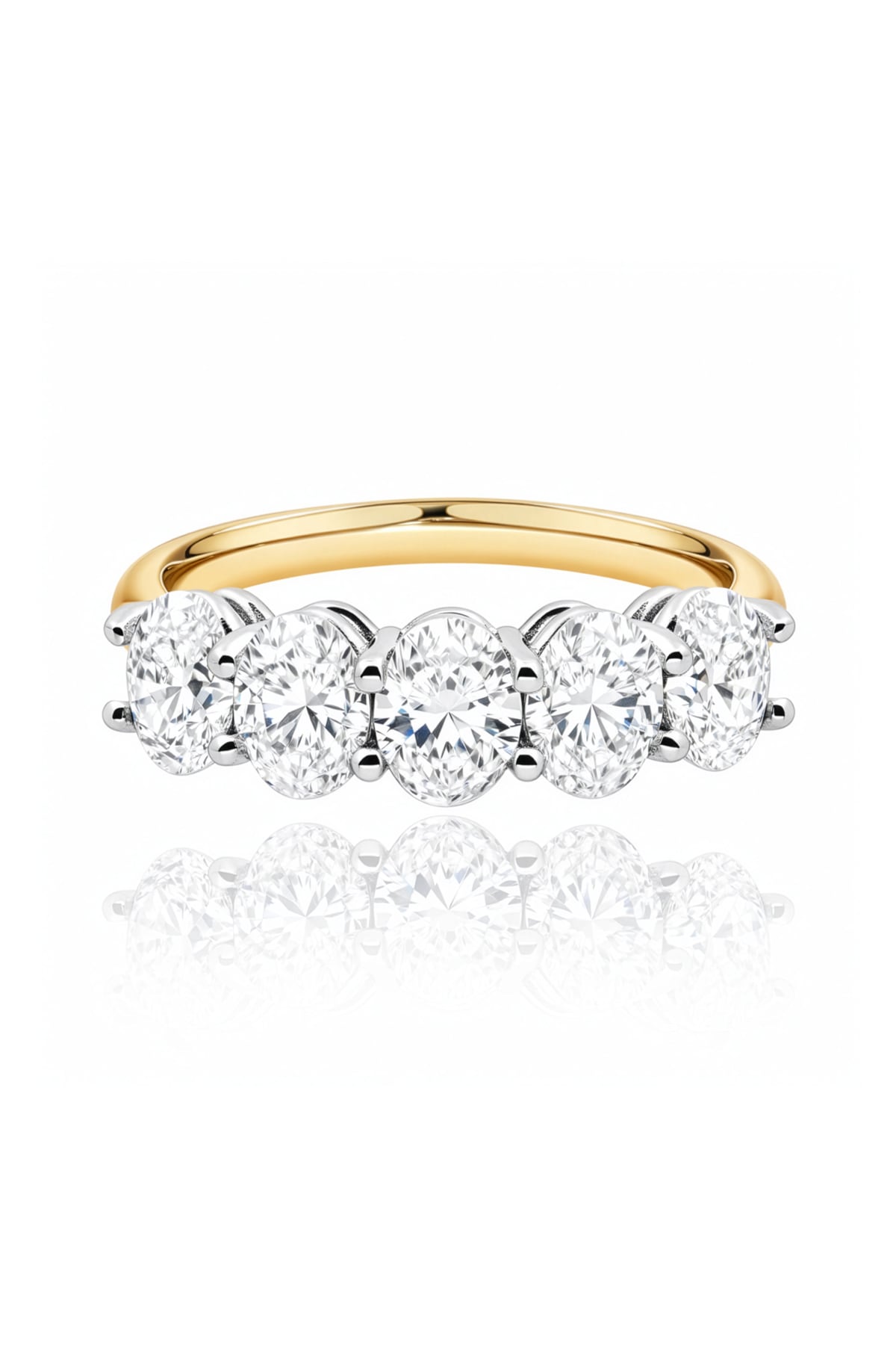 Five-Stone Oval Diamond Ring in 18ct Yellow & White Gold at LeGassick.