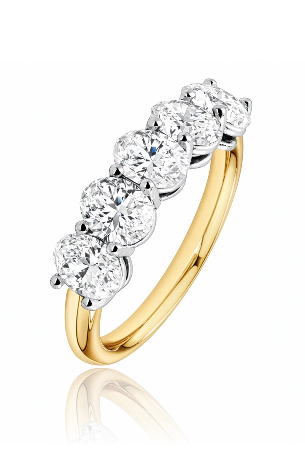 Five-Stone Oval Diamond Ring in 18ct Yellow & White Gold at LeGassick.