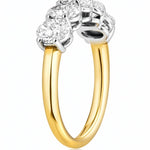 Gold and silver ring with diamonds on a white background