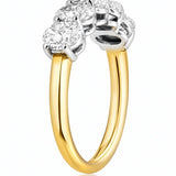 Gold and silver ring with diamonds on a white background