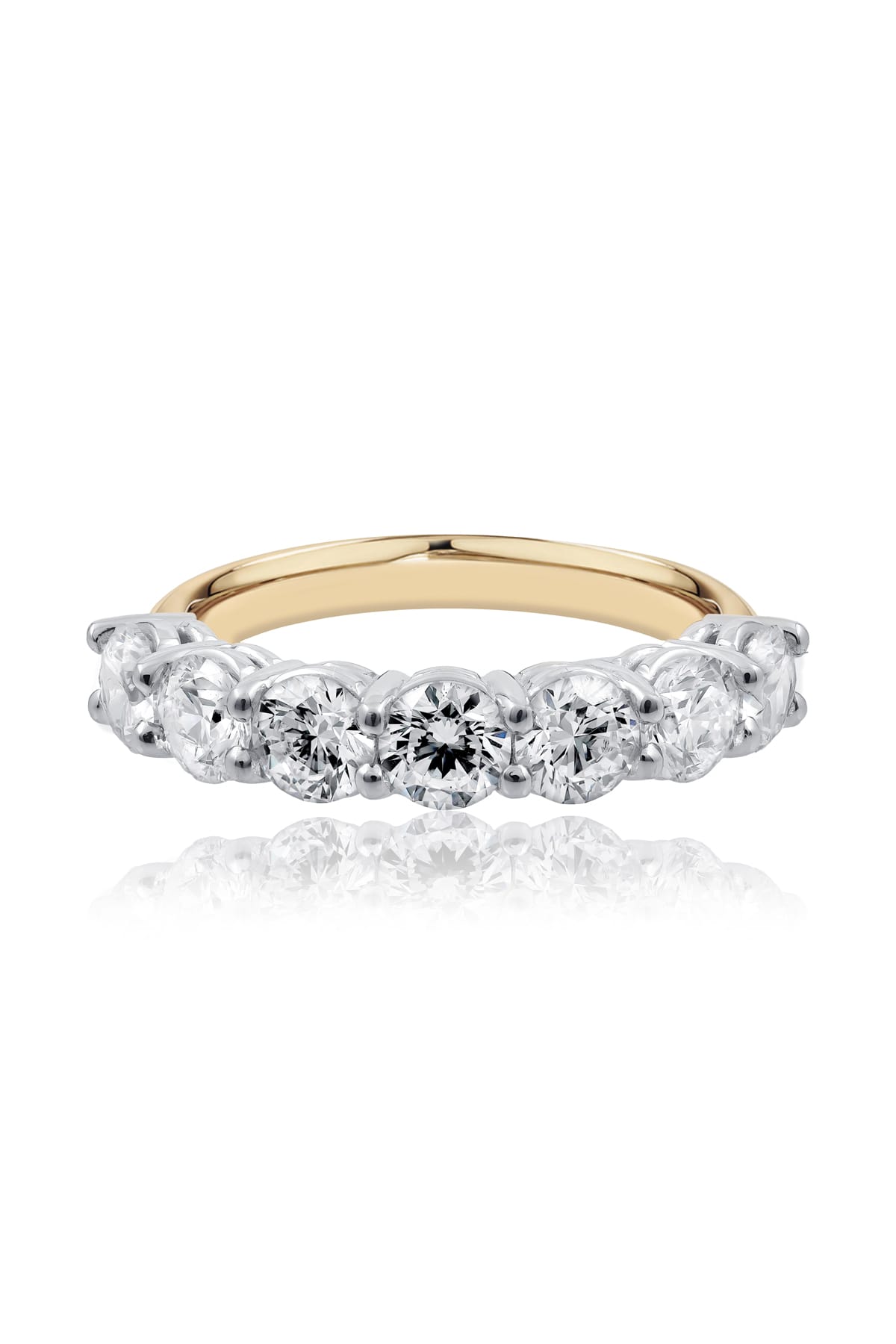 Seven Stone Round Brilliant Cut Diamond Ring In Yellow & White 18ct Gold available from LeGassick Fine Jewellery, Gold Coast, Australia.