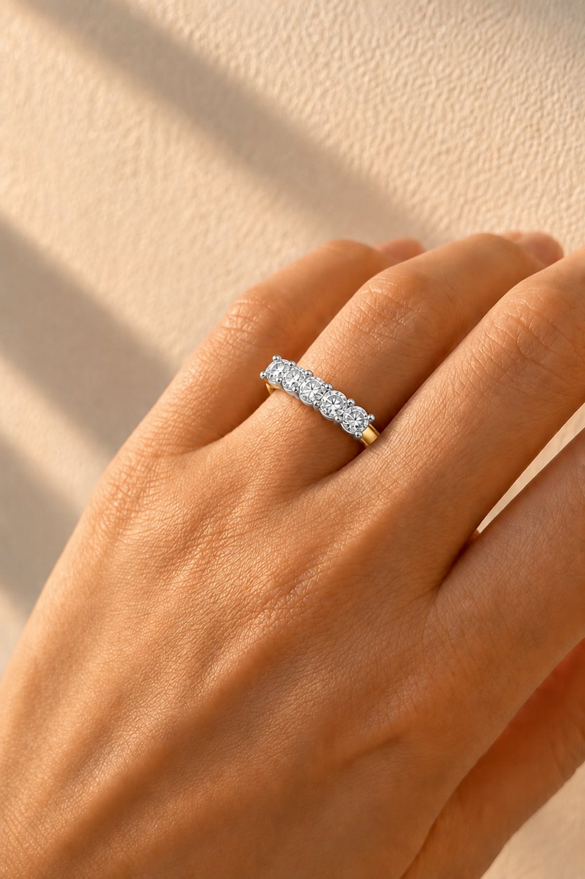 Seven Stone Round Brilliant Cut Diamond Ring In Yellow & White 18ct Gold available from LeGassick Fine Jewellery, Gold Coast, Australia.