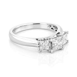 Princess Cut Diamond Trilogy Ring in 18ct White Gold