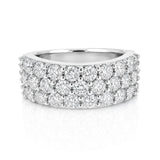Pavé Three Row Diamond Ring in 18ct White Gold