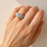 Pavé Three Row Diamond Ring in 18ct White Gold