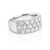 Pavé Three Row Diamond Ring in 18ct White Gold