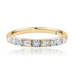 18ct Yellow Gold Diamond Ring with Round Brilliant & Baguette Cuts from LeGassick.