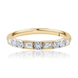 18ct Yellow Gold Diamond Ring with Round Brilliant & Baguette Cuts from LeGassick.