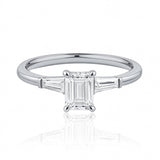 Emerald Cut Diamond & Baguette Diamond Ring set in 18ct White Gold