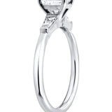 Emerald Cut Diamond & Baguette Diamond Ring set in 18ct White Gold