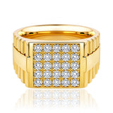 Men's Bold Diamond Set Ring in 18ct Yellow Gold at LeGassick Showroom.