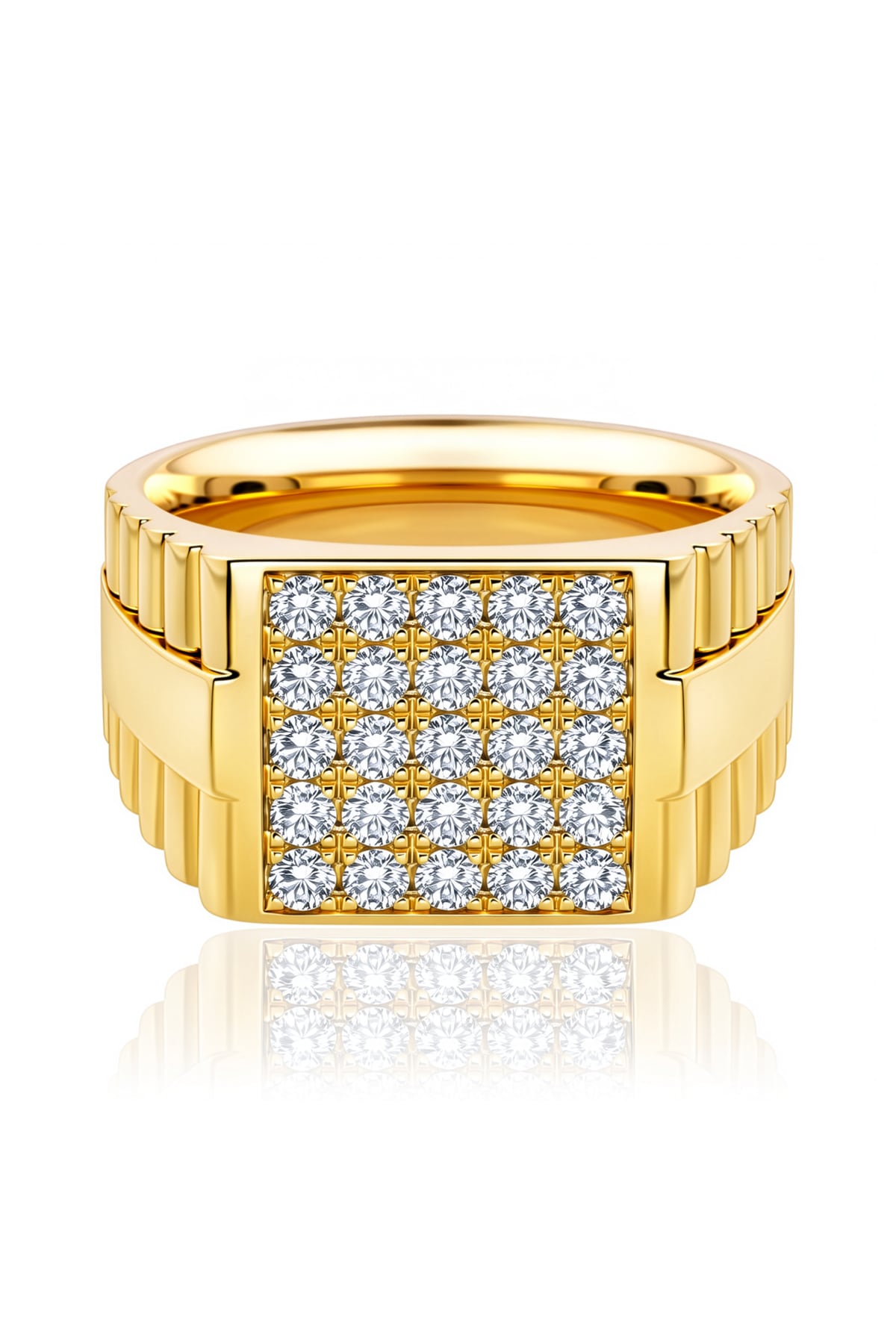 Men's Bold Diamond Set Ring in 18ct Yellow Gold at LeGassick Showroom.