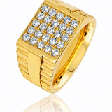 Men's Bold Diamond Set Ring in 18ct Yellow Gold at LeGassick Showroom.