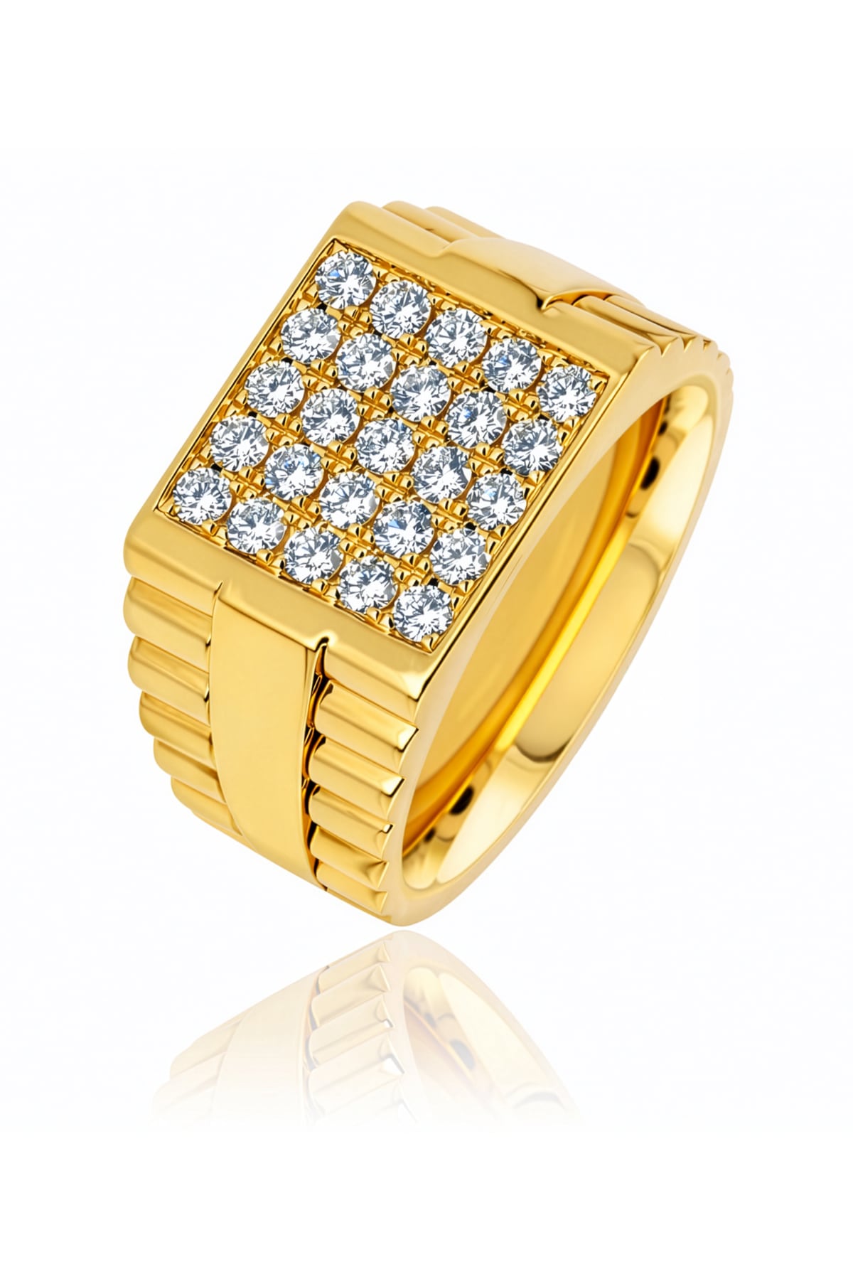 Men's Bold Diamond Set Ring in 18ct Yellow Gold at LeGassick Showroom.