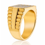 Men's Bold Diamond Set Ring in 18ct Yellow Gold at LeGassick Showroom.