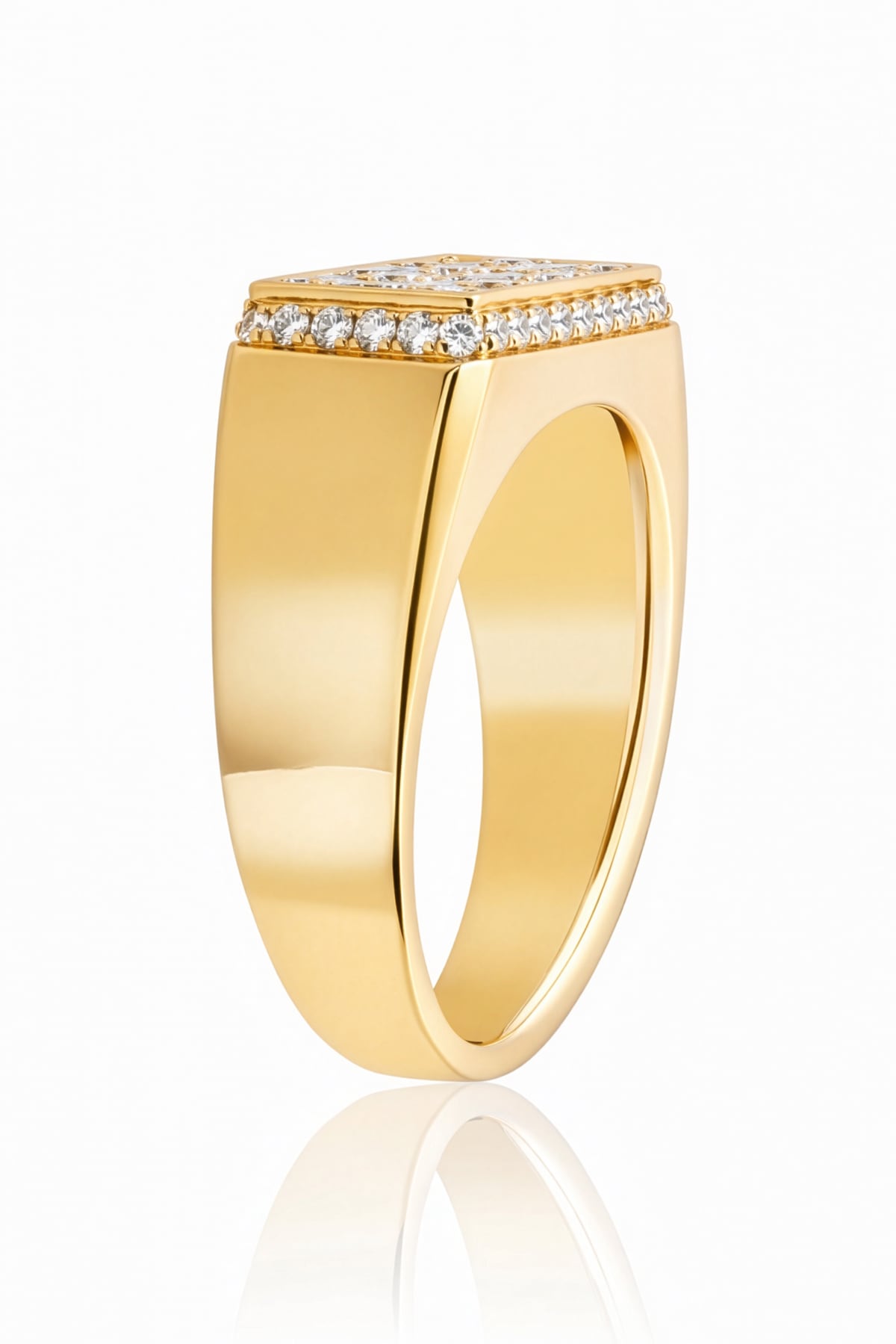 Baguette & Round Diamond Set Ring in 18ct Yellow Gold on a white background at Legassick