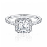 Platinum Asscher Cut Diamond Halo Ring at LeGassick.