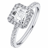 Platinum Asscher Cut Diamond Halo Ring at LeGassick.
