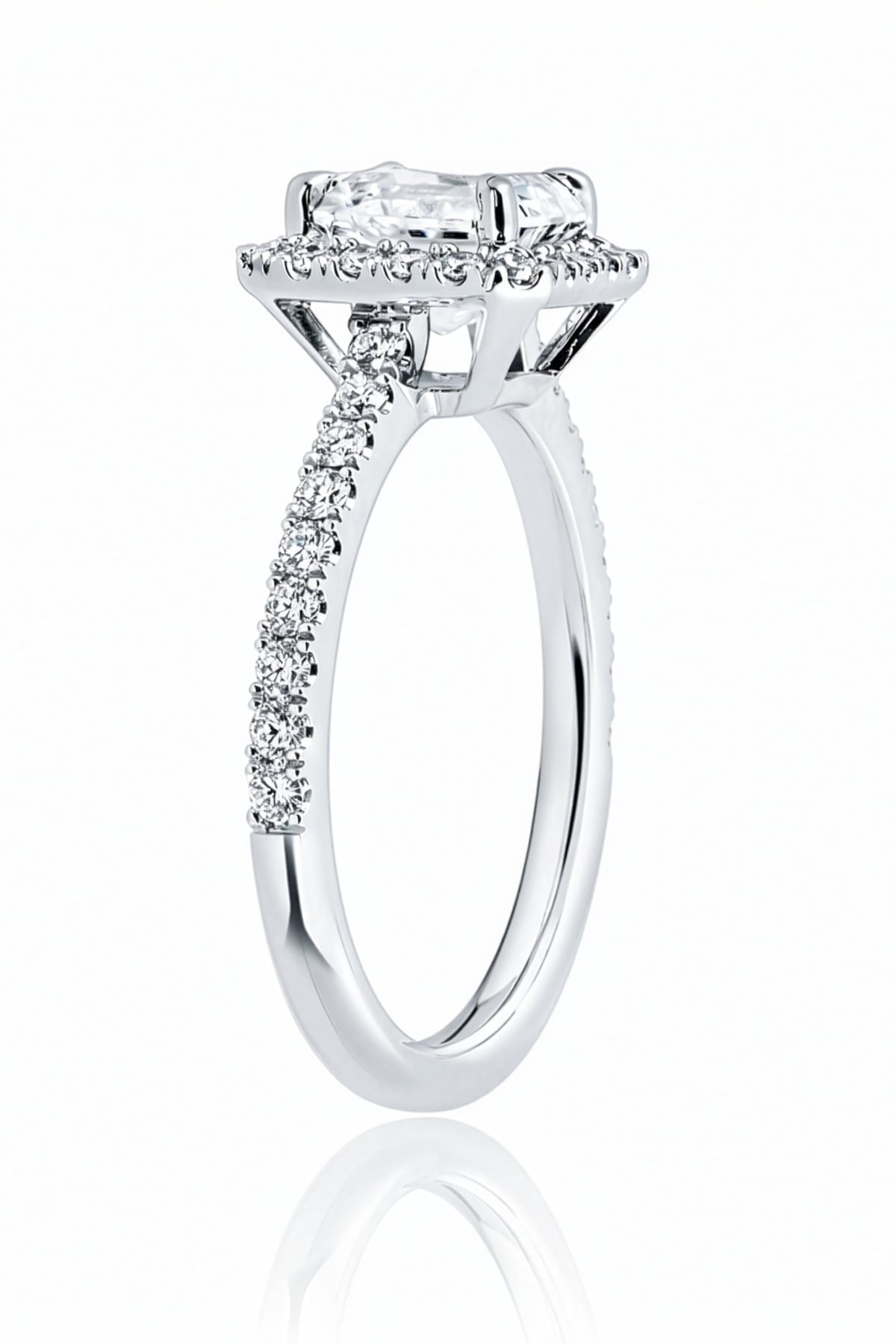Platinum Asscher Cut Diamond Halo Ring at LeGassick.