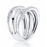 Four-Row Crossover Diamond Ring in 18ct White Gold at LeGassick.