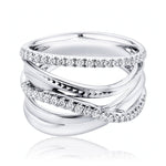 Four-Row Crossover Diamond Ring in 18ct White Gold at LeGassick.