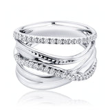 Four-Row Crossover Diamond Ring in 18ct White Gold at LeGassick.